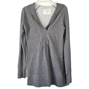 LOFT Loungewear Tunic V Neck Gray Sweatshirt Hoodie XS
